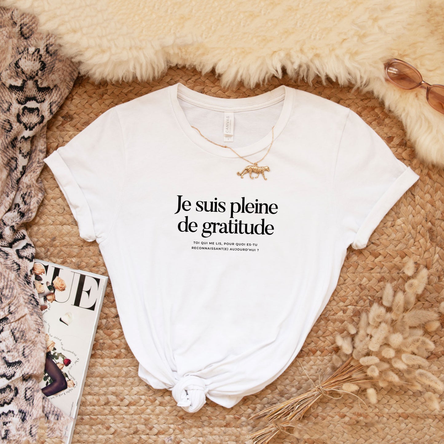 T-shirt positif "Je suis pleine de gratitude"