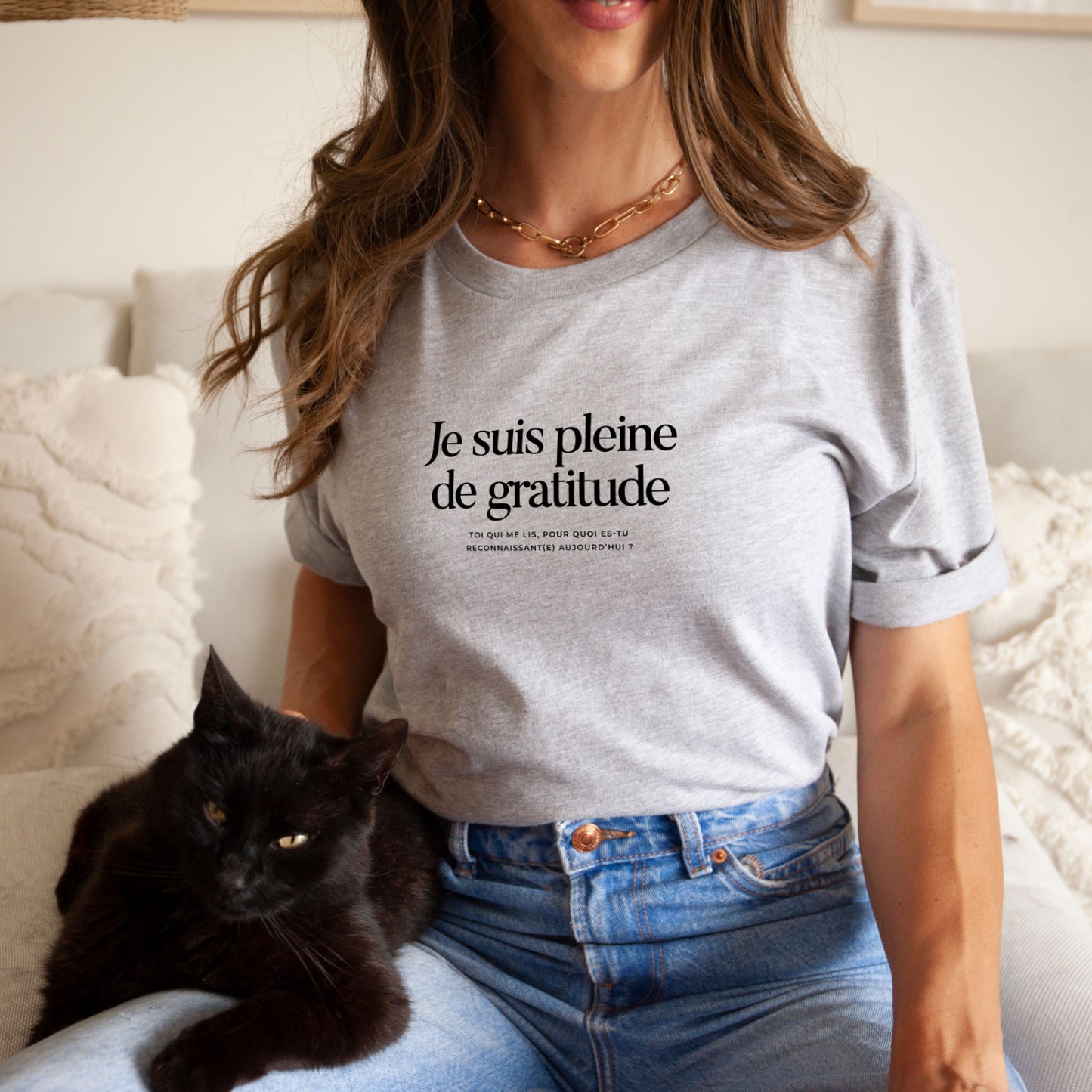 T-shirt positif "Je suis pleine de gratitude"